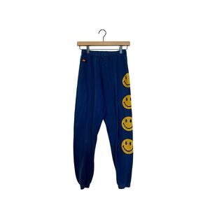 Aviator Nation Blue and Yellow Smiley Sweat Pants